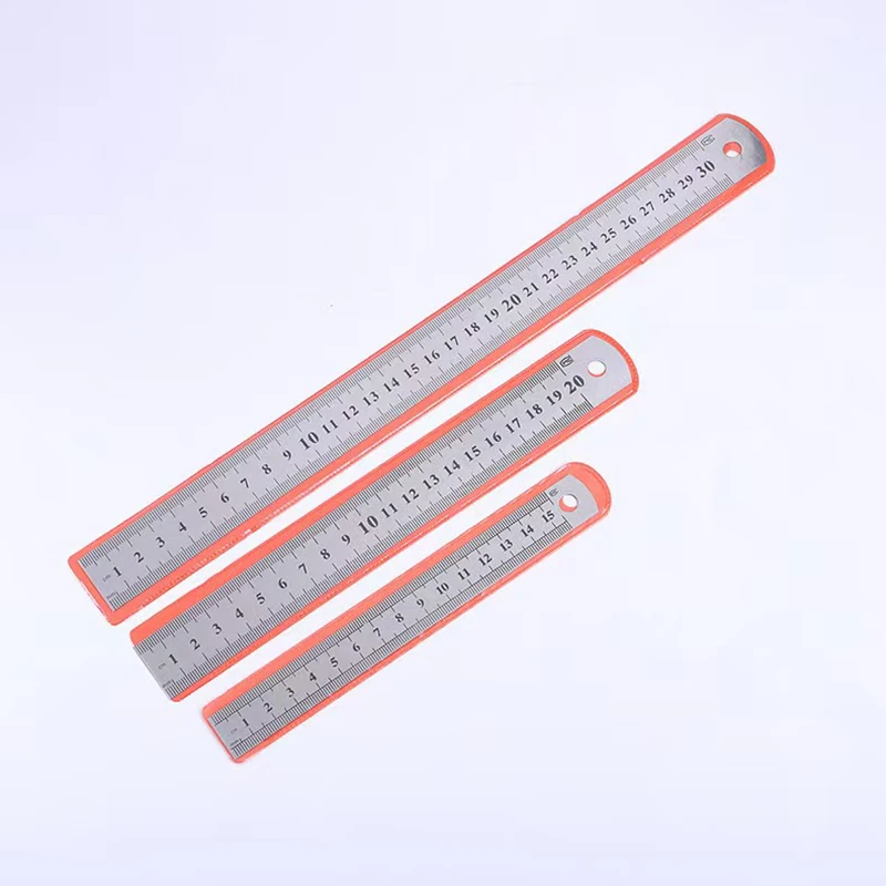 Stainless Steel Double Side Straight Ruler Centimeter Inches Scale Metric Ruler Precision Measuring Tool School Office Supplies