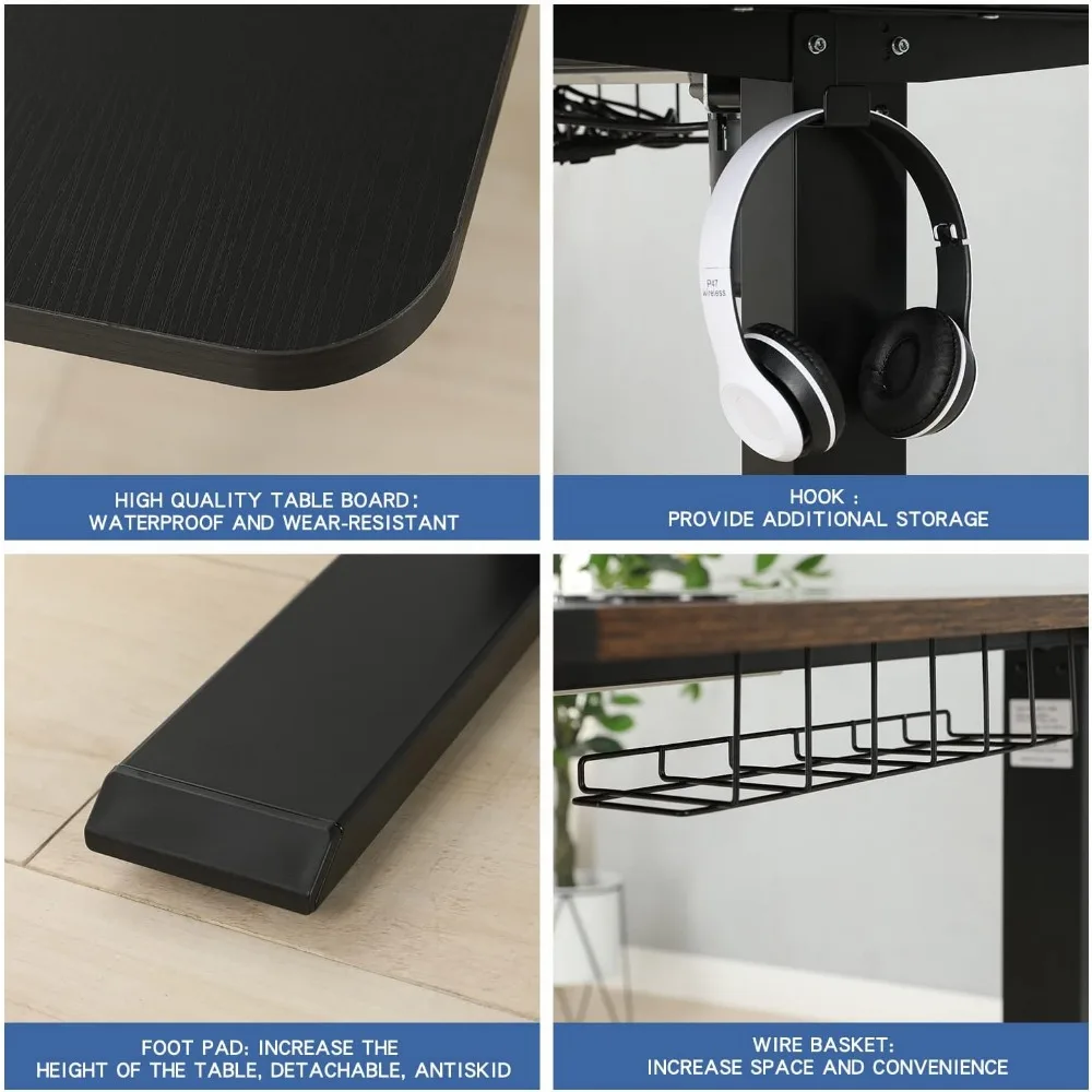 Adjustable Height Electric Standing Desk Inch Sit Stand Computer Desk with Splice Board, Stand Up Desk Table for Home Office