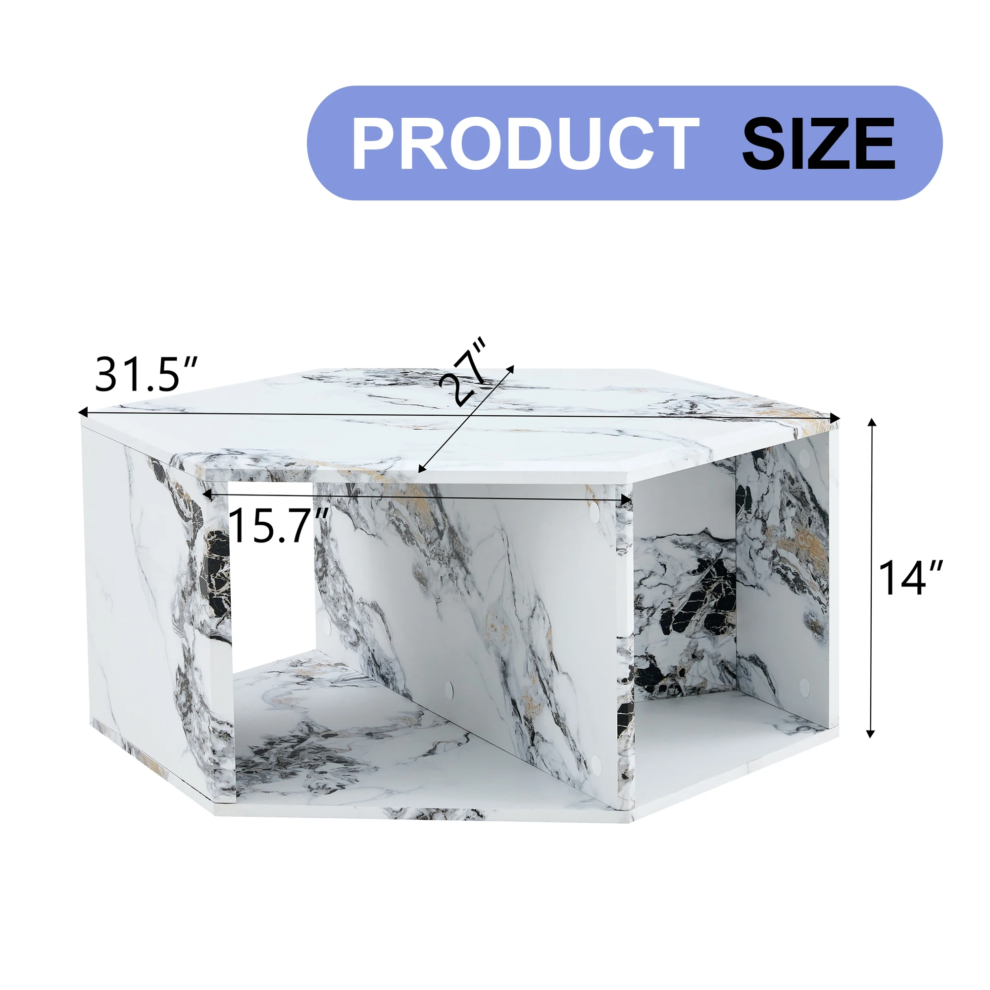 Sześciokątny stolik kawowy z MDF z wieloma otworami i wygodnym schowkiem, odpowiedni do wszystkich stylów i scen.