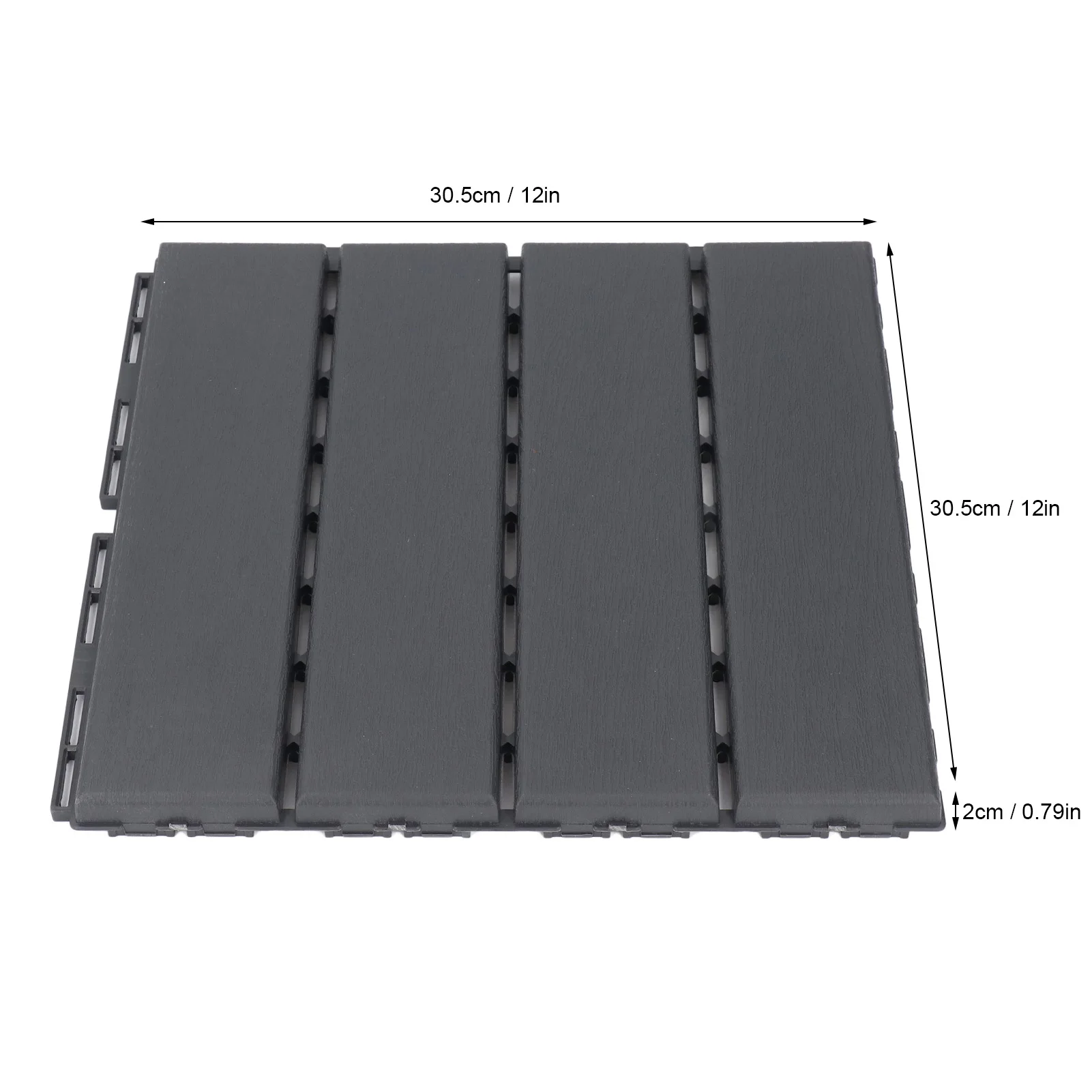 Interlocking Deck Tiles Easy To Clean Tight Connection Outdoor Flooring Tile 12x12in Dark Gray for Courtyard Roof Garden