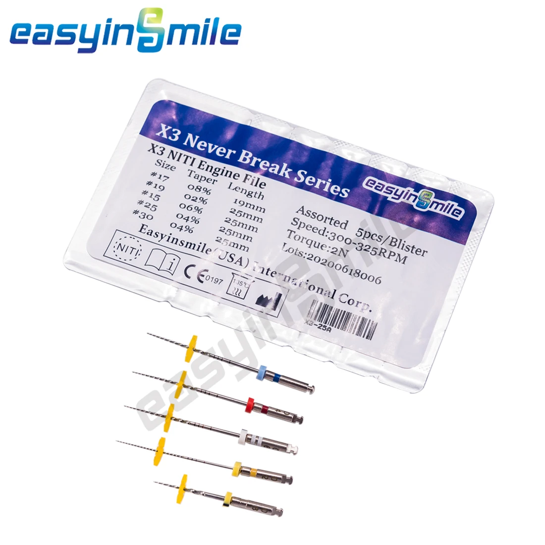 

3packs Endo Rotary Files X3 EASYINSMILE NITI Endodontic File Never Break Root Canal Clean 21MM /25MM /31MM Assorted