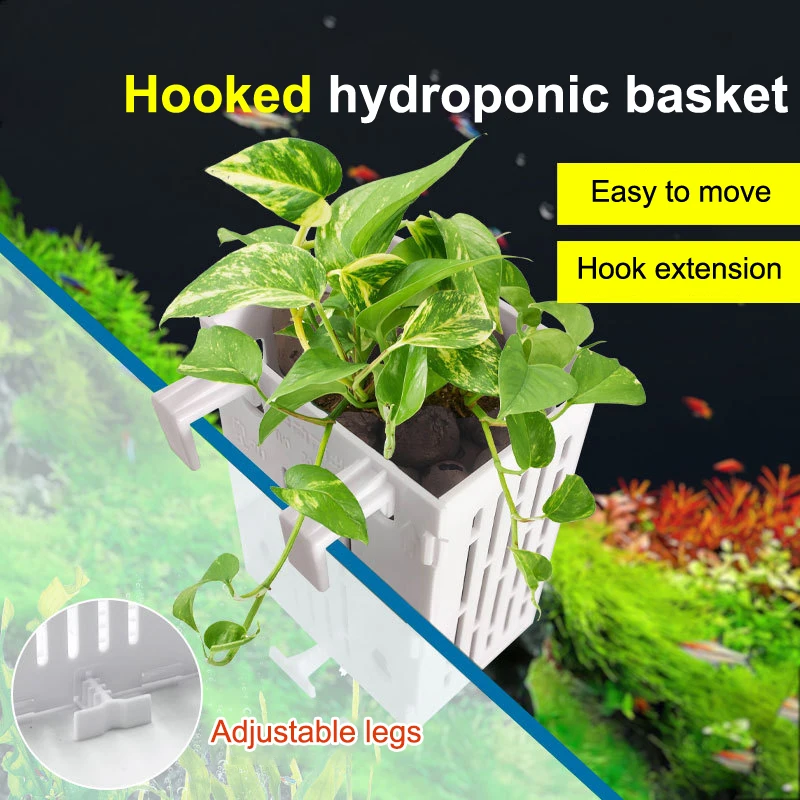 Hanging Suction Cup Hook Aquarium Plant Holder Plastic Aquarium Planter Planter Baskets Aquatic Pot Box Aquascape Decoration