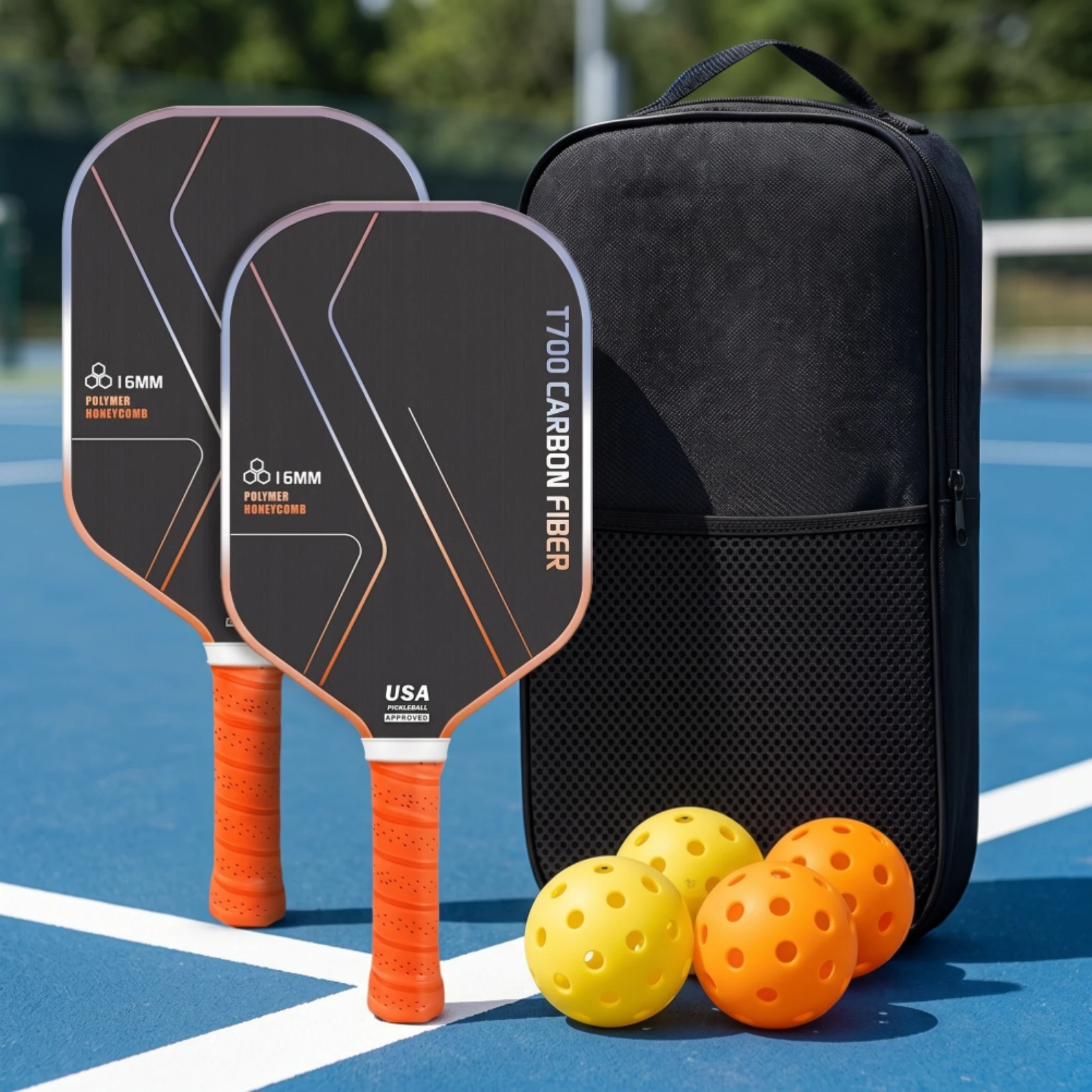 2-pieces-carbon-fiber-pickleball-paddle-non-slip-pickleball-paddle-with-bag-racket-lightweight-sporting-goods-comfortable