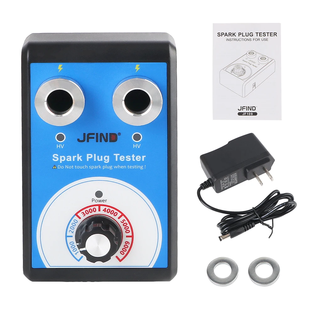 Jfind JF109 13mm Double - Hole Car Motorcycle Spark Plug Tester, Automotive Ignition Detection & Analysis Tool