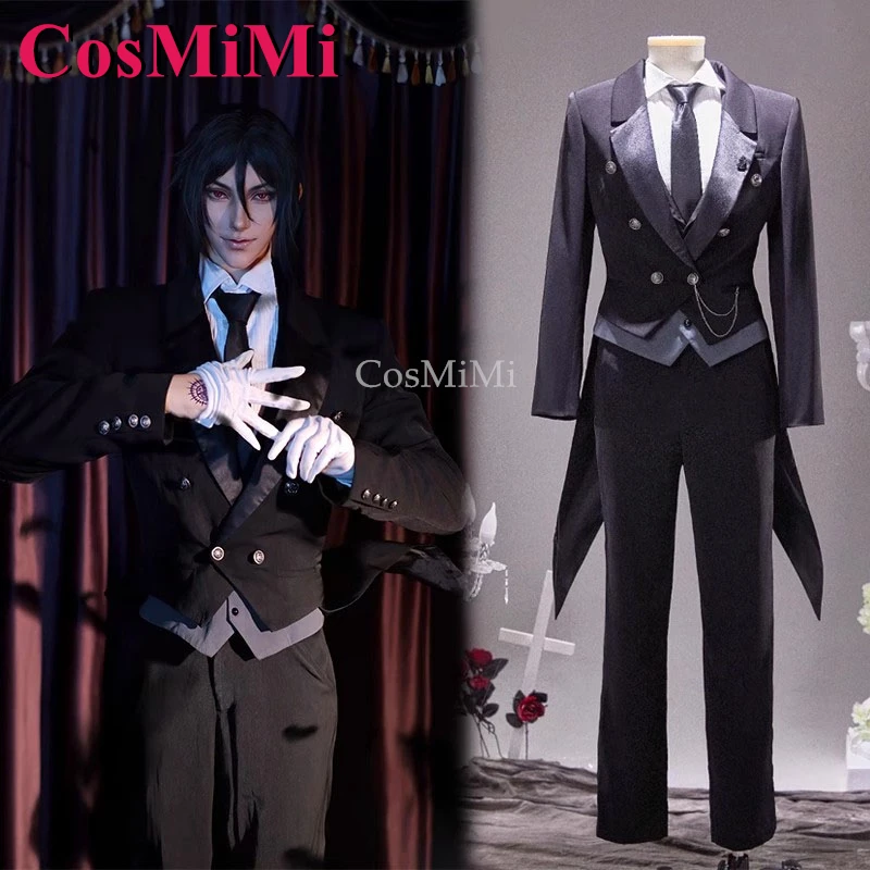 CosMiMi Anime Black Butler Sebastian·Michaelis 코스프레 의상 패션 Swallow-Tailed Coat 카니발 파티 역할 놀이 의류 New