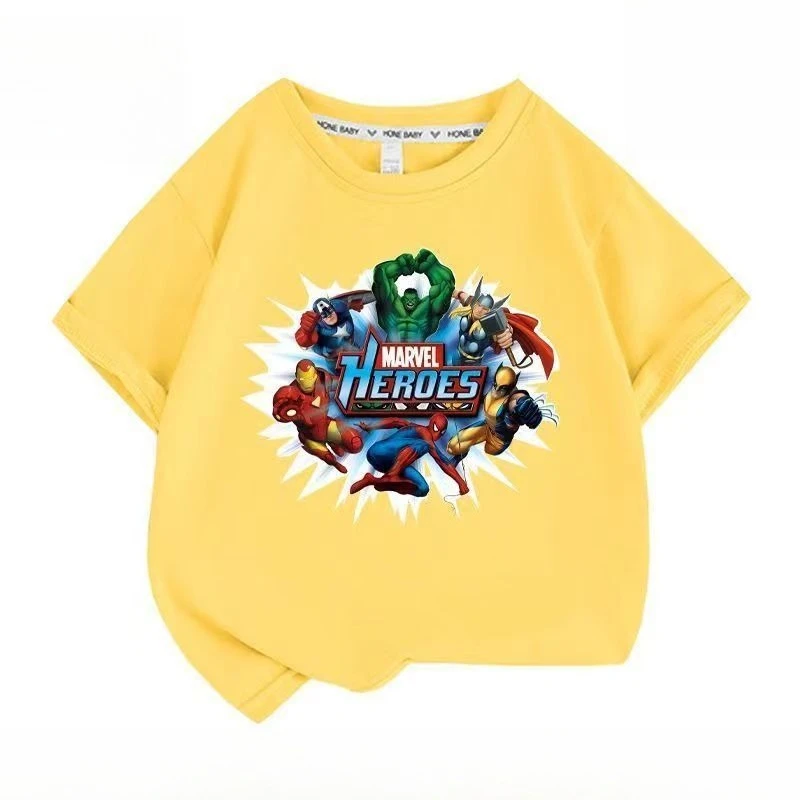 

Avengers Kids Short Sleeve Tee, Versatile Spider-Man Iron Man T-Shirt for Boys Student Casual Top New Arrival