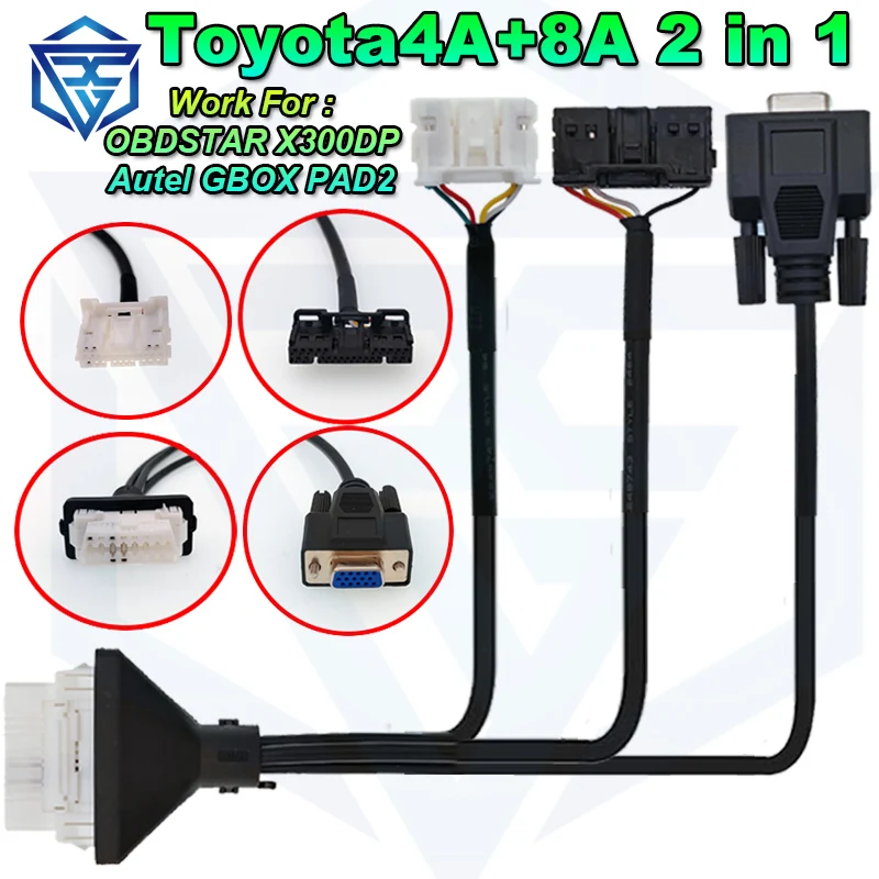 For Toyota 2in1 4A And 8A 4A+8A Auto Smart Card Without Pass Word Wire Harness OBD Cable For OBDSTAR X300 Autel 808 GBOX DP PAD2