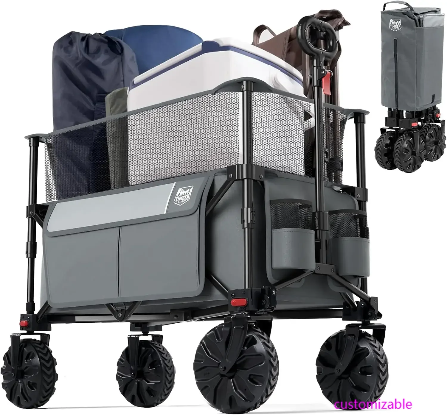 

Foldable Wagon 230L Extendable Height, 300LBS Capasity Collapsible Wagon Cart