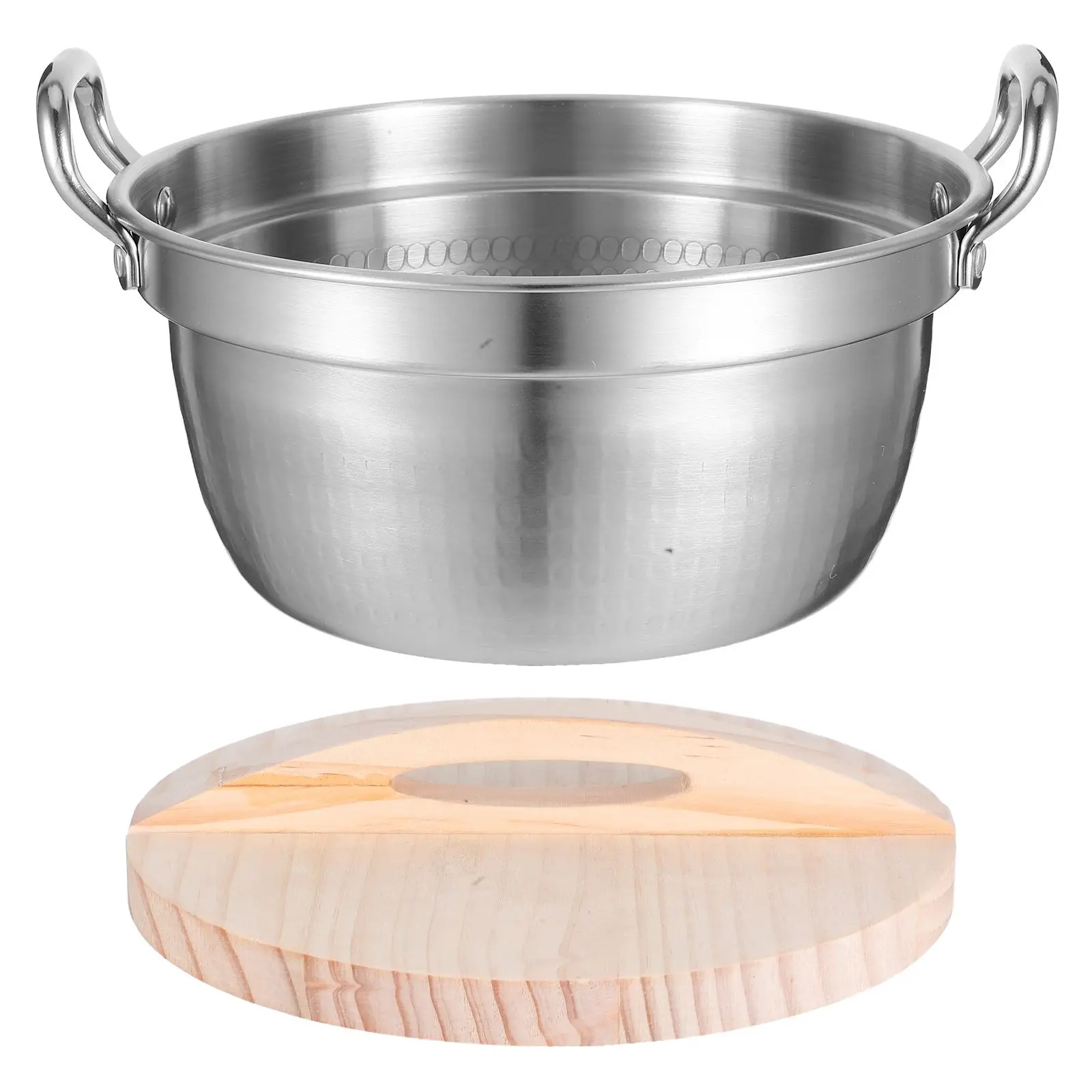 

Amphora Soup for Kitchen Pasta Wood Lid Stainless Steel Cooking Utensils Double Handle Heavy Duty