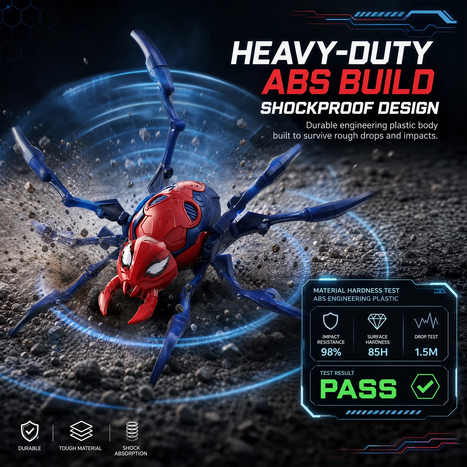 360° Flip Bionic Mechanical Spider Toy Realistic Crawling Prank Robot Spider ABS Shock‑proof Kids Halloween Party Trick Gift