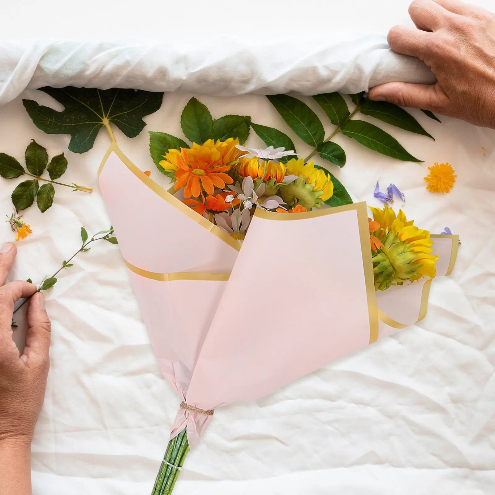 

1 комплект водонепроницаемой розовой упаковочной бумаги с цветочным узором, небольшой лист для упаковки цветочных букетов, для самостоятельного изготовления подарков на свадьбу, день рождения - нетканый материал