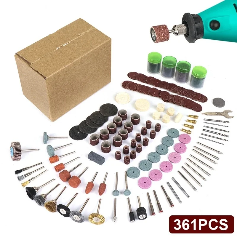 

361 шт./лот, набор аксессуаров для вращающихся инструментов Dremel, подходит для дрели Dremel, шлифования, полировки, аксессуаров Dremel