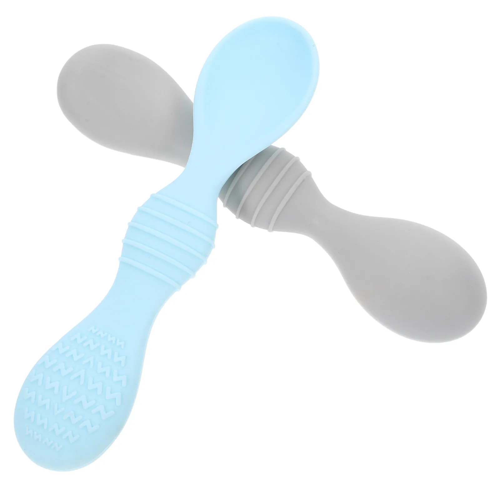 

2Pcs Silicone Feeding Spoons Soft Toddler Training Spoons Baby Tableware Infant Eating Scoops Fruit Puree Scraping Spoon