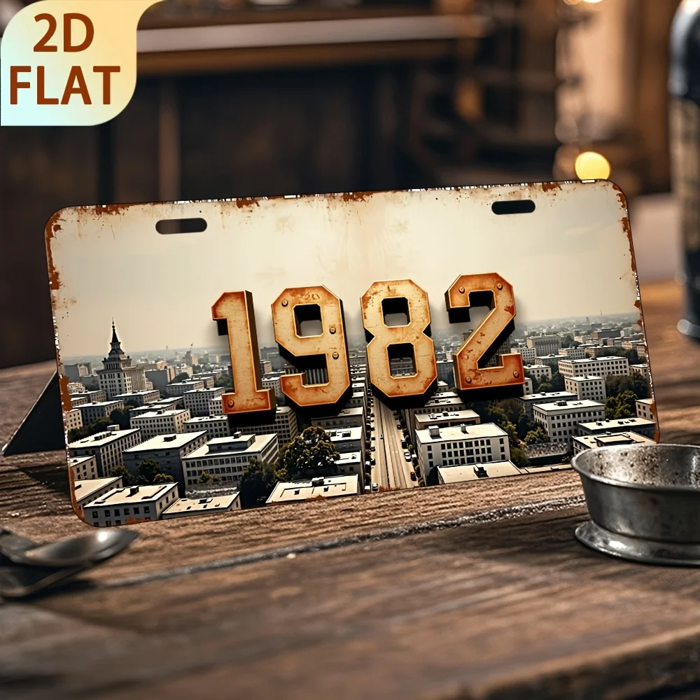 2D Flat, 2D Flat - 1 Vintage Aluminum Wall Sign - 15.24x30.48 cm Vintage Plaque with 