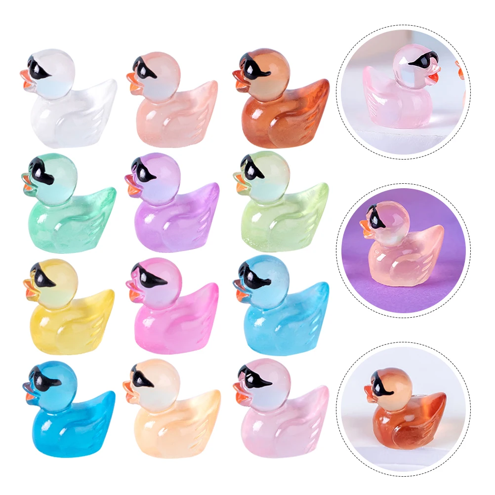 

60 Pcs Duck Statue in Luminous Sunglasses Room Decor Garden Mini Animal Figurines Ornaments