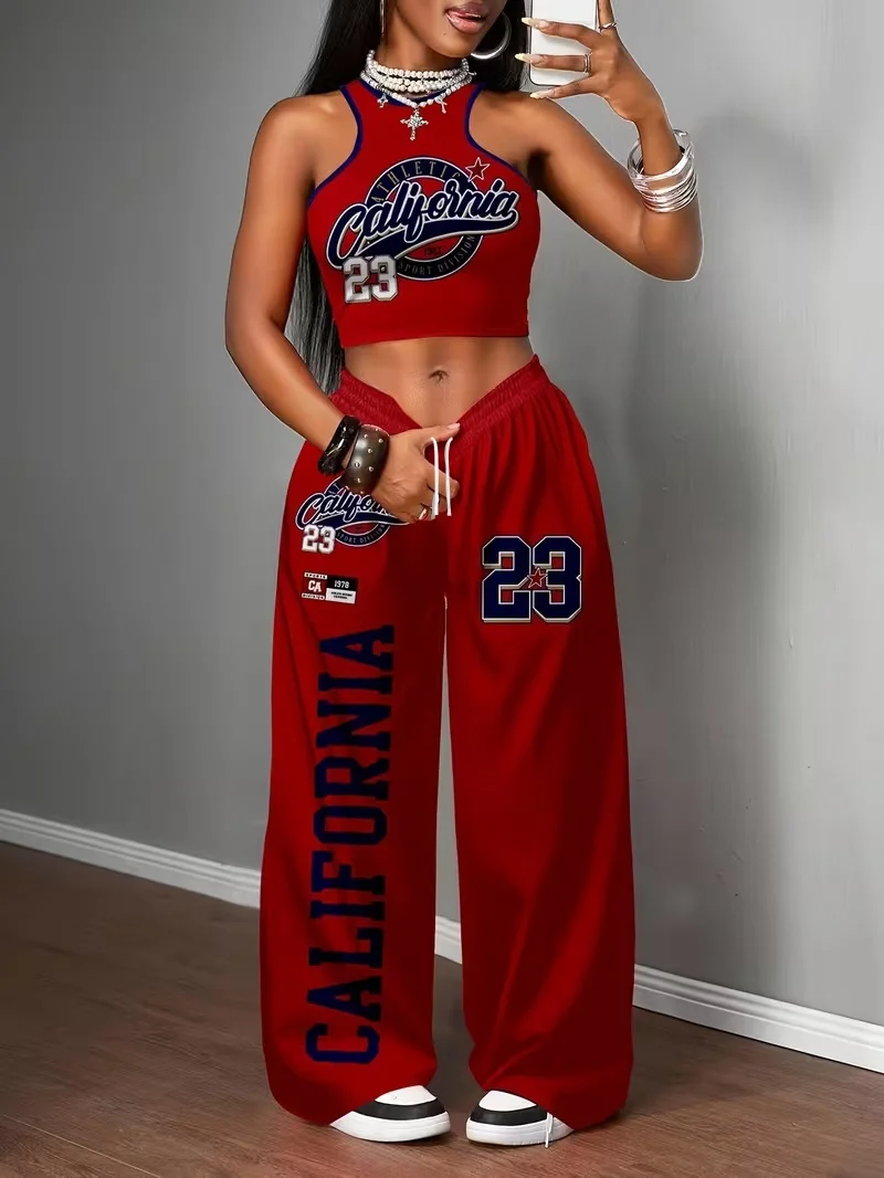 Unisex Straight Leg Long Pants, 3D California Letter Number Print Quick Dry Trousers, Men Women Casual Sports Streetwear Pants