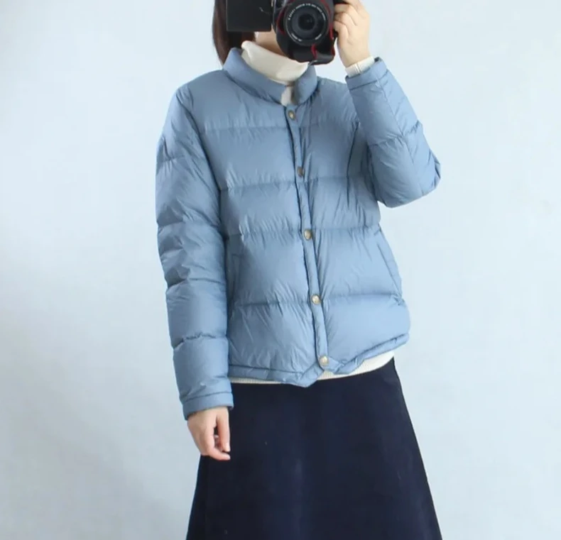 المرأة الأبيض بطة أسفل سترة البيسبول معطف عارضة الخريف الشتاء أبلى قصيرة للأزياء النسائية #5