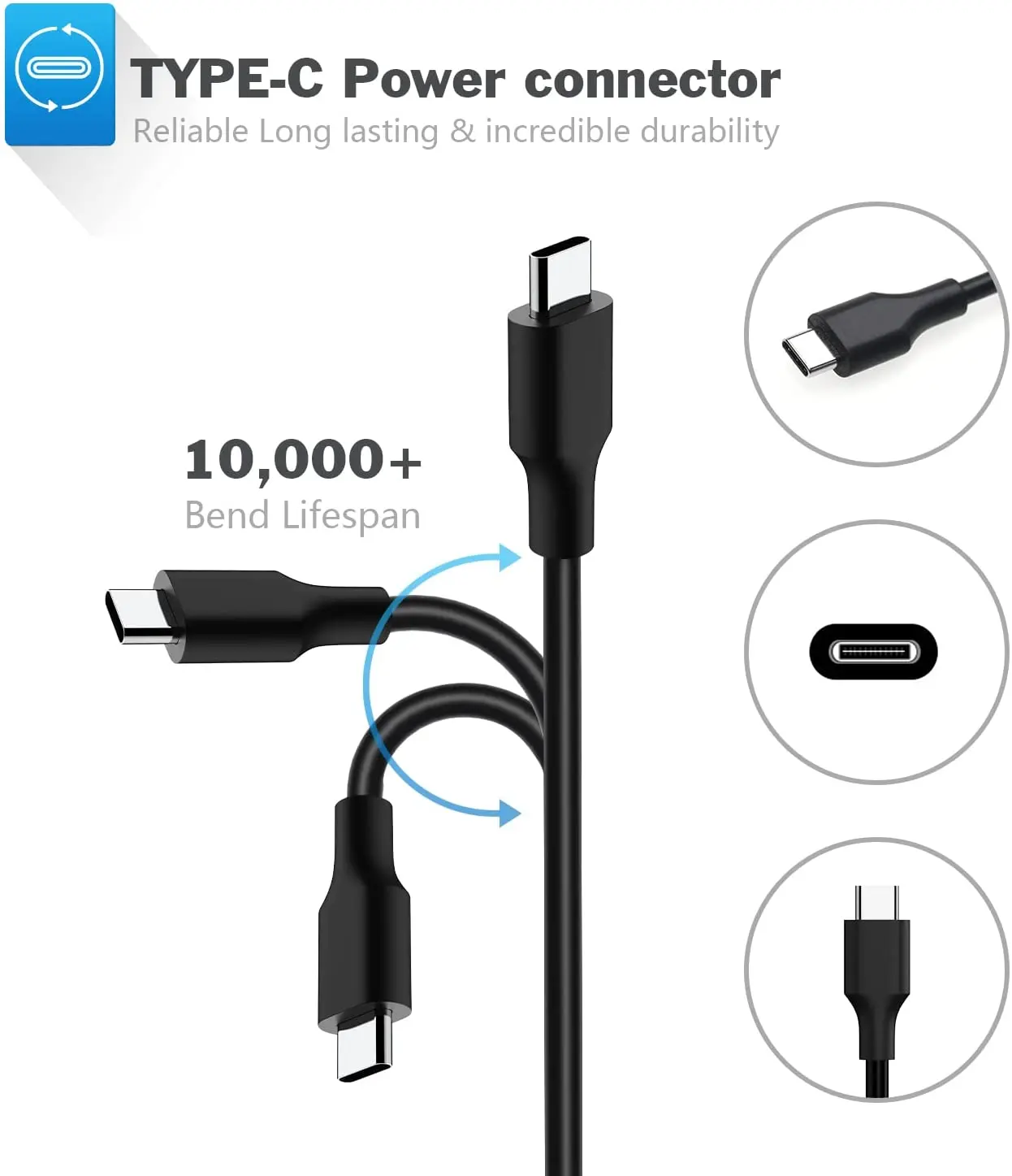 90W/65W Laptop Charger USB Type C Chromebook for Hp Dell Lenovo Series with DC USB C Charging Cable AC Adapter Power Supply Cord