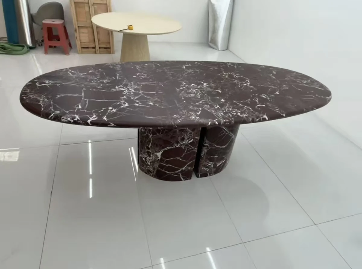 

Modern Luxury Travertine Marble Dining Table High Quality for 10 People Sale