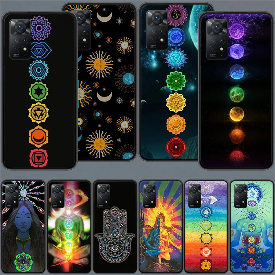 Capa de Celular Mandala Chakra Insist Yoga Transparente para Redmi 13C 14C Note 14 13 Pro Plus 5G 12 12C 10A 10C 10 9A 9C 9T 9 8 Pro