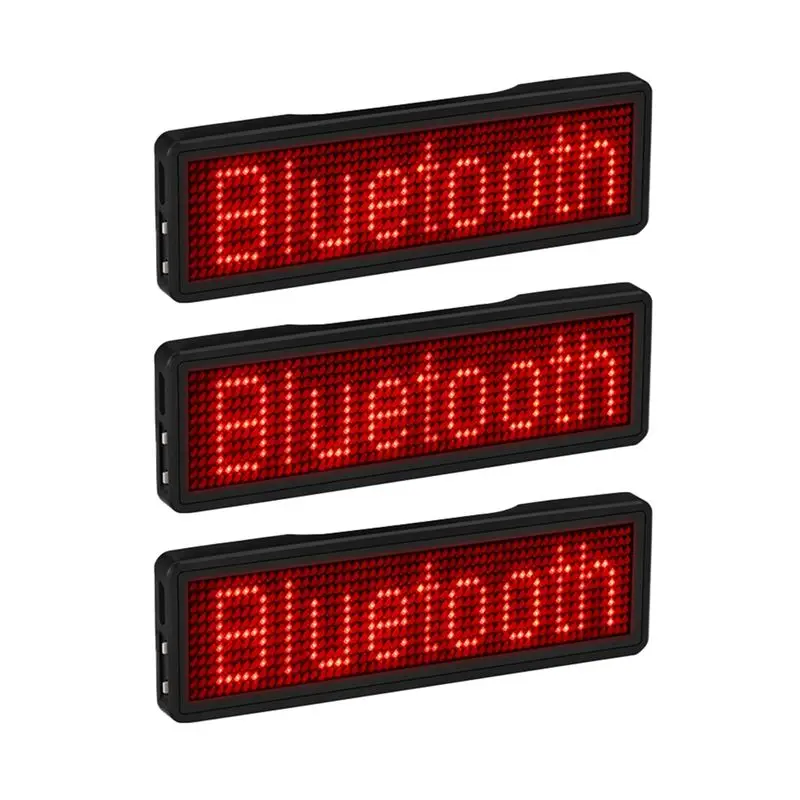

3X Bluetooth LED Name Badge Rechargeable Light Sign DIY Programmable Scrolling Message Board Display LED,Type 1-B61B