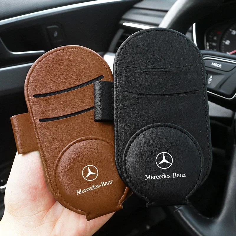 Leather Car Glasses Clip Sun Visor Multi-function Sunglasses Clip for Mercedes-Benz W213 W222 W108 W212 W220 W221 W126 W140 W168