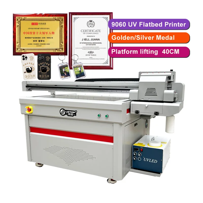 LETOP 9060 Large Wide Format UV Flatbed Printer Machine Acrylic for Promotional Items Digital Printing Plotter Print Metal