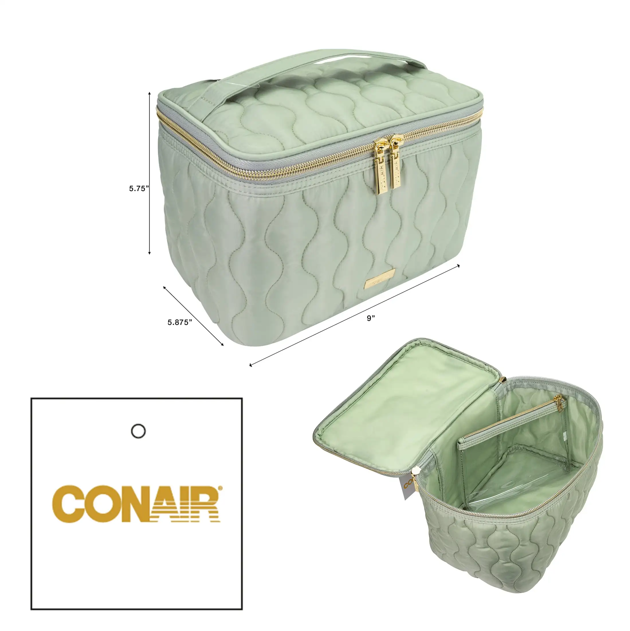 Train Case Quilt 2-teilige Kosmetiktasche in Salbeigrün, Make-up-Tasche, Make-up-Tasche, Make-up-Tasche