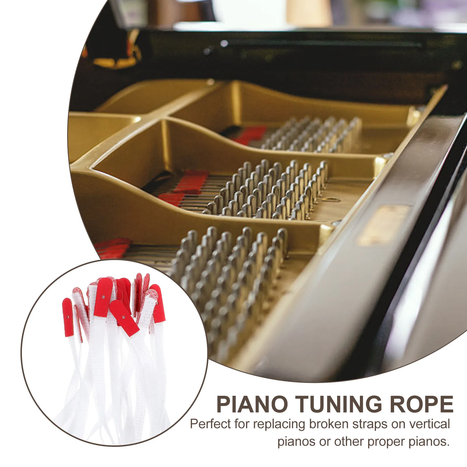

20 Pcs Piano Tuning Tool Musical Instrument Repair Kit Accessories Cloth Rope for Spanner Snare Wire Guitar Wrench