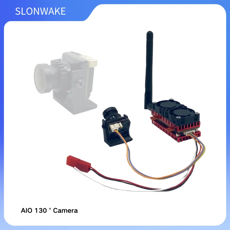 SLONWAKE 5W 5.8G 48CH FPV VTX Módulo transmissor Ventilador de resfriamento duplo Microfone embutido com câmera 1500TVL e display HD de 5 polegadas