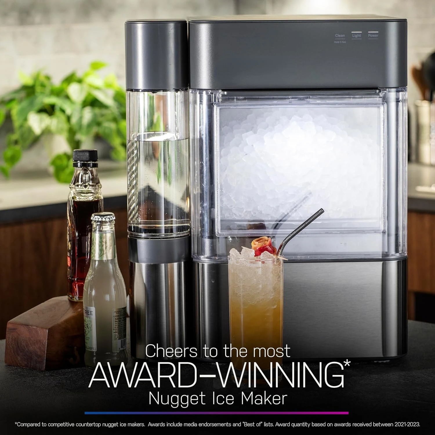 Countertop Nugget Ice Maker with Side Tank | Ice Machine with WiFi Connectivity