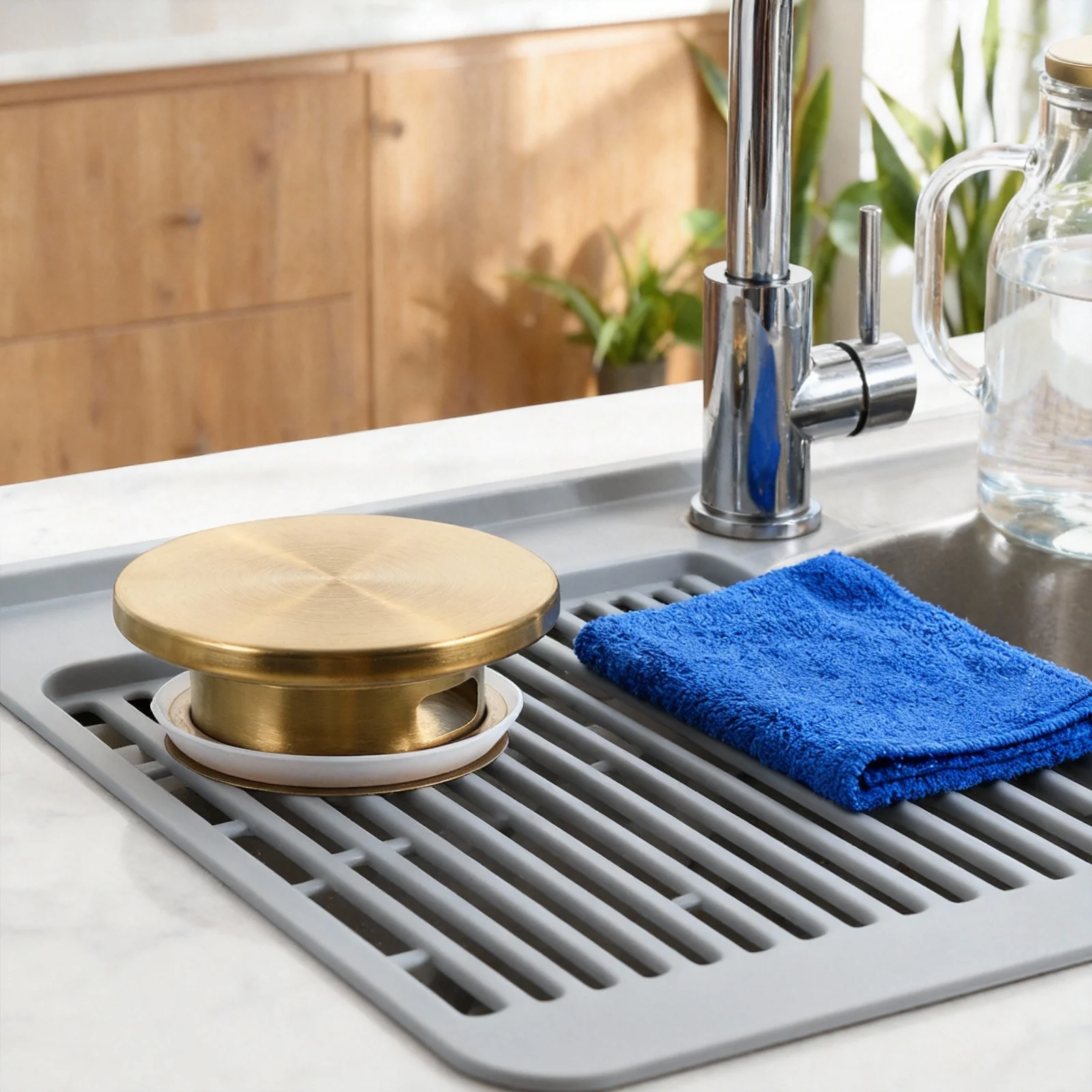 Water Pitcher Lid Stainless Steel Replacement Wear Resistant Cover Spill Proof for Lemon Iced Water Jug Bottle