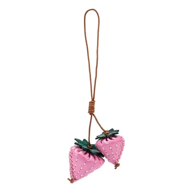 

E8FB Aesthetic Keychain Charms,Bag Charm Pendant Leather Strawberry Keychains Charms