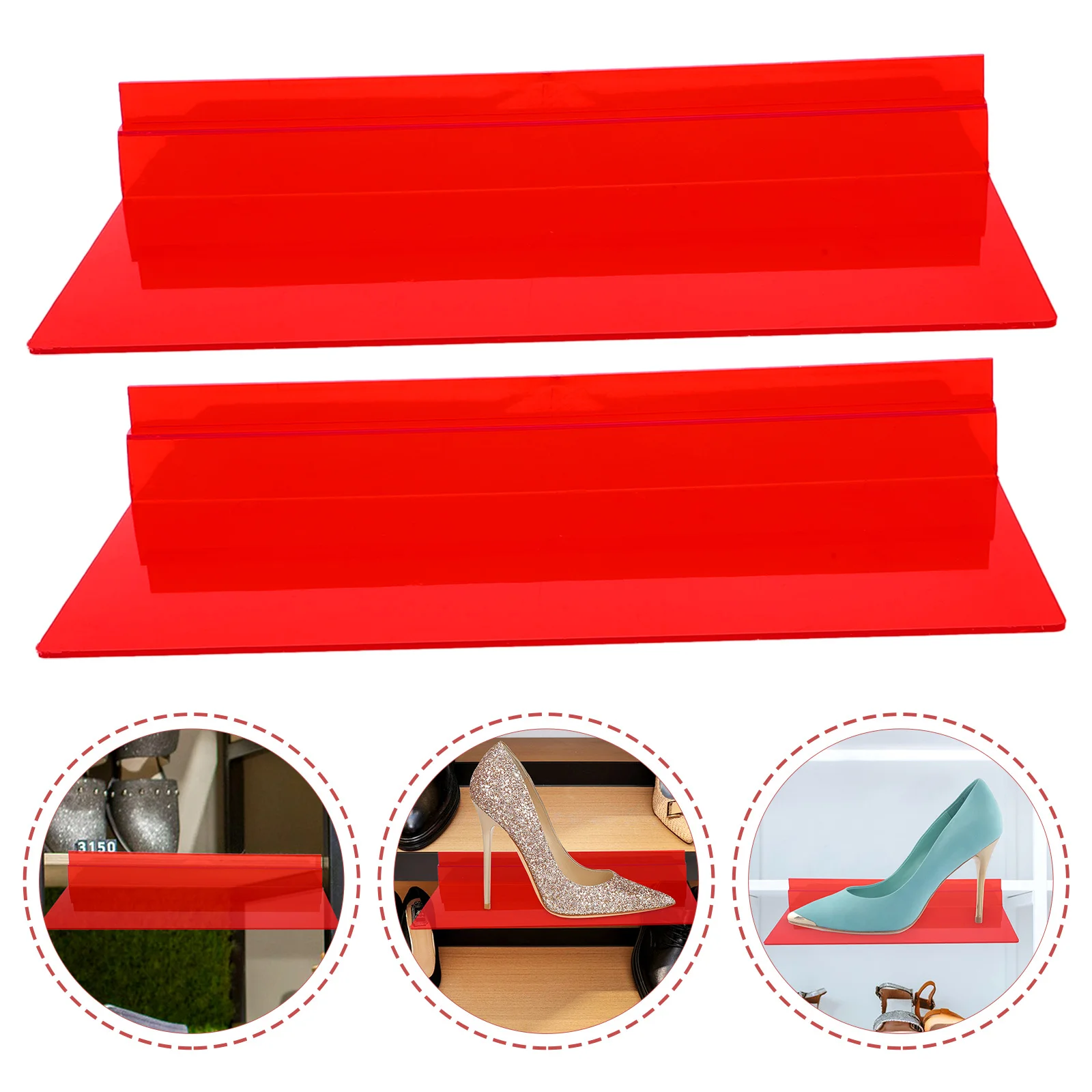 

5Pcs Slatwall Shoe Shelf Transparent Clear Wall Shelf Retail Display Floating Shoe Rack for Store Slatwall Shelves