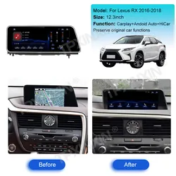 For Lexus RX 2016 2017 2018 Linux Car Radio Android Auto Carplay Automotive Multimedia Stereo Player GPS Navigation  Head Unit