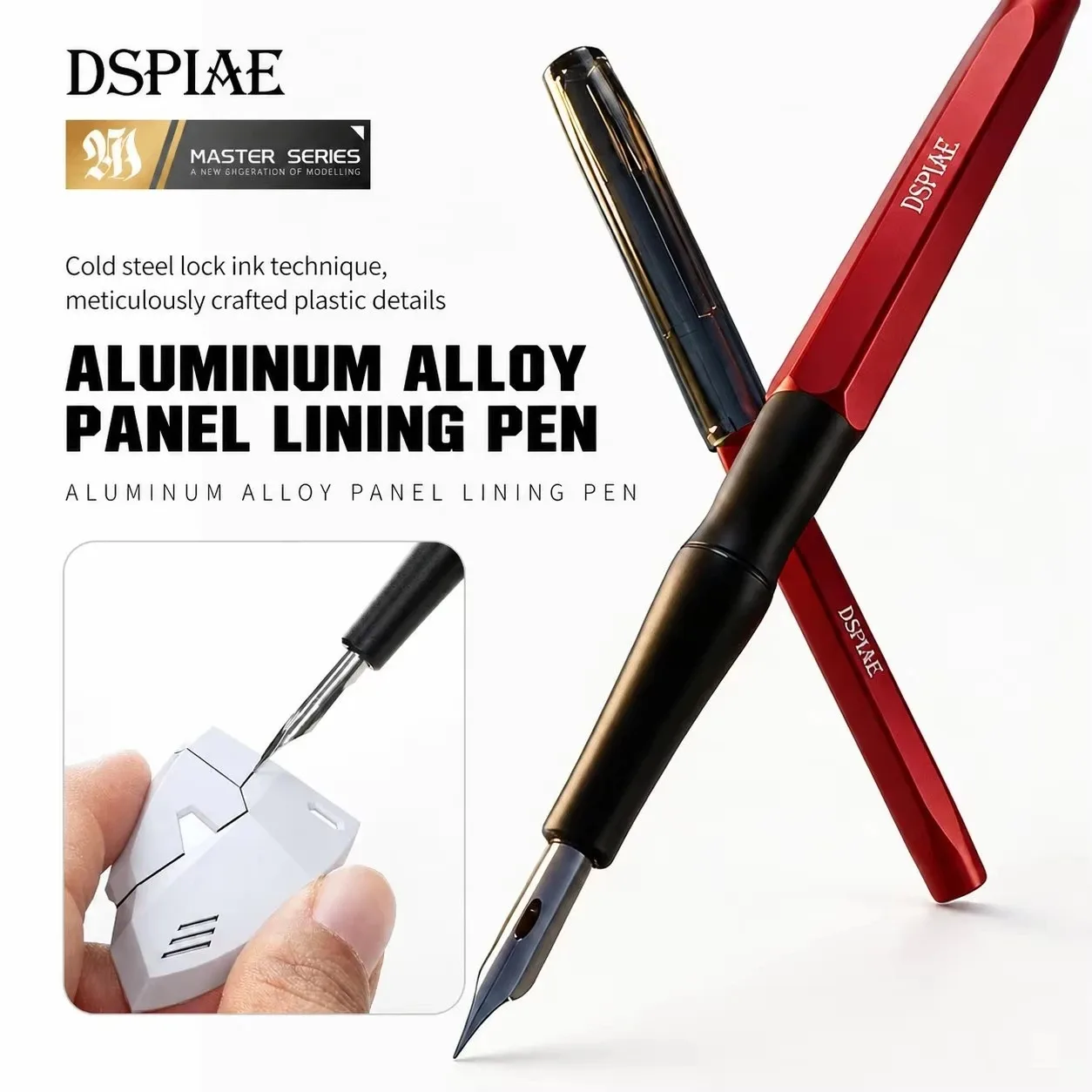 DSPIAE AT-PL Non-Overflow Panel Liner Pen Aluminum Handle Detail Marker with Nib for Gundam Mecha Military Model Craft