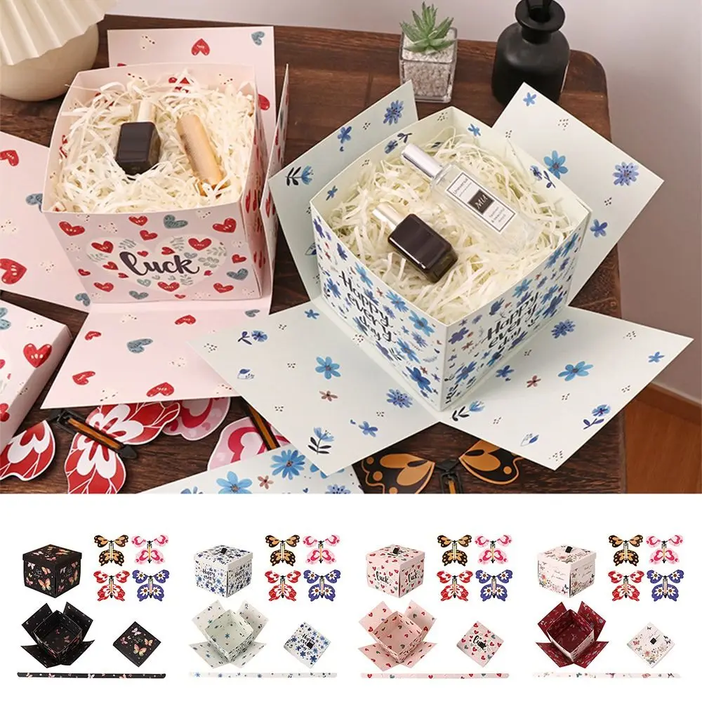 

Multicolor Flying Butterfly Gift Box Enclose 4PCS Butterflies Paper Exploding Gift Box Auto Expand Present Box Party Supplies