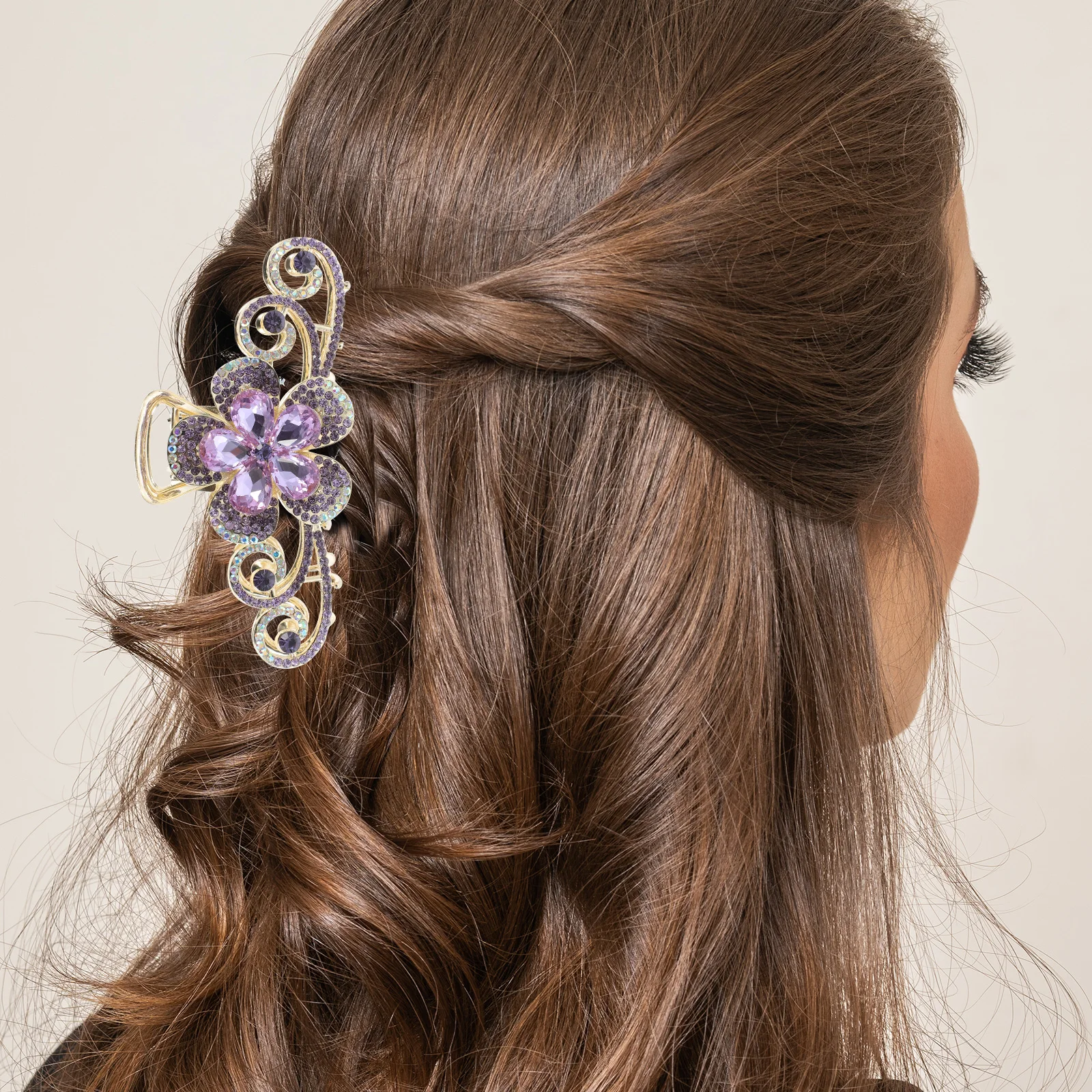 

Большой размер, заколки в виде когтей акулы со стразами, двухсторонние украшения из цветочного сплава для припостей, густые волосы для женщин и девочек, заколка для волос