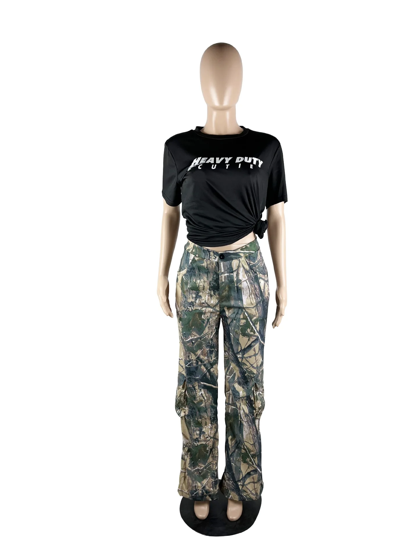 Stylish Women's Printed Cargo Pants 2024 Summer Loose And Comfortable Street Can Wear Casual Ladies Wide Leg Pants