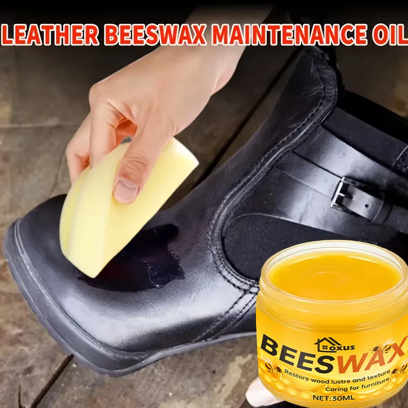 Bienenwachs-Polierset 30ml - Premium Schuhpflege für Wiederhergestellten Glanz, Verbesserten Lederschutz und Einfache Pflege