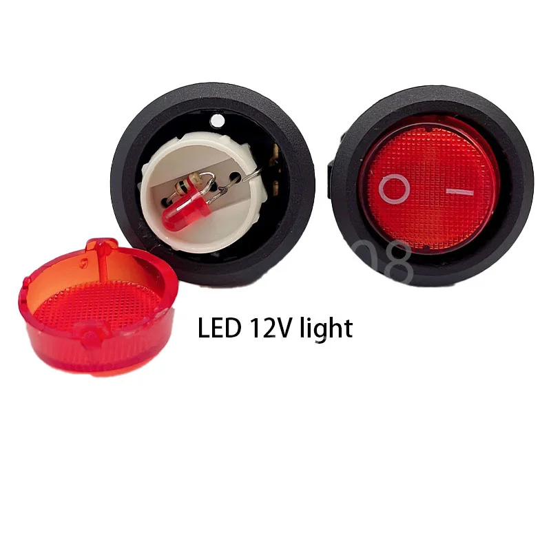 Promotion!10pcs Red Light ON-OFF SPST Round Rocker Switch 220v 12v