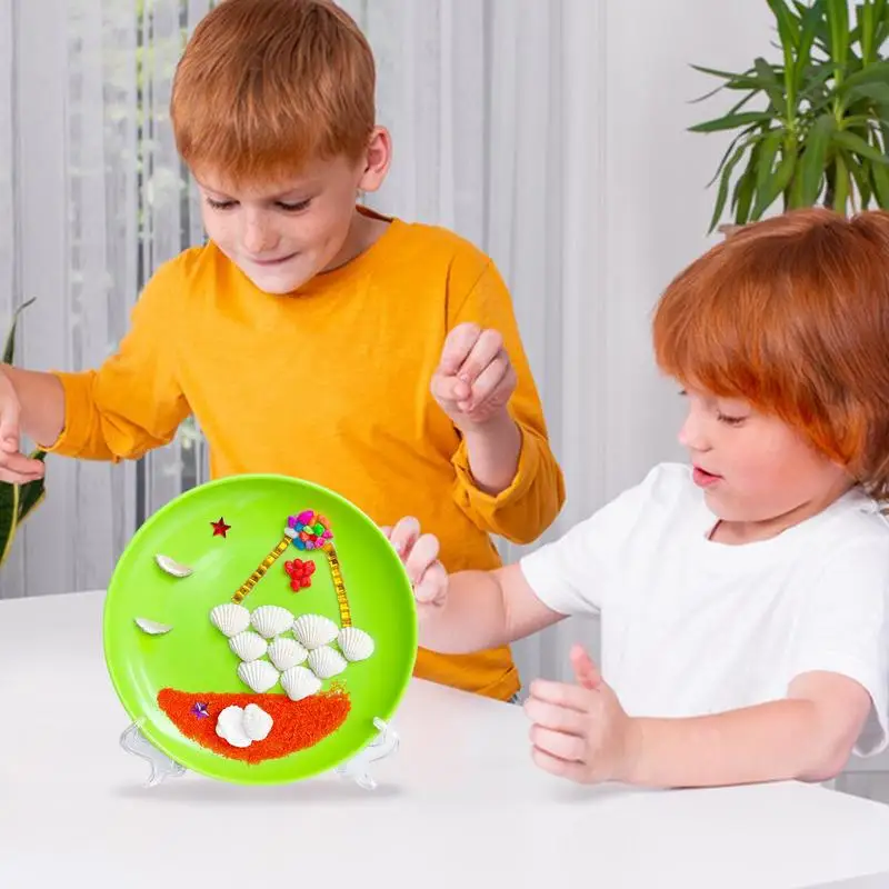 Artigianato di conchiglie per bambini Giocattoli genitore-figlio con pietre colorate Artigianato estivo per bambini Giocattoli genitore-figlio Roba d'arte per bambini