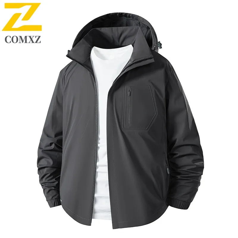 

COMXZ Male Jacket 2025 New Luxurious Outdoor Adventure Lightweight Coat Detachable Hooded Autumn Lightweight Windbreaker