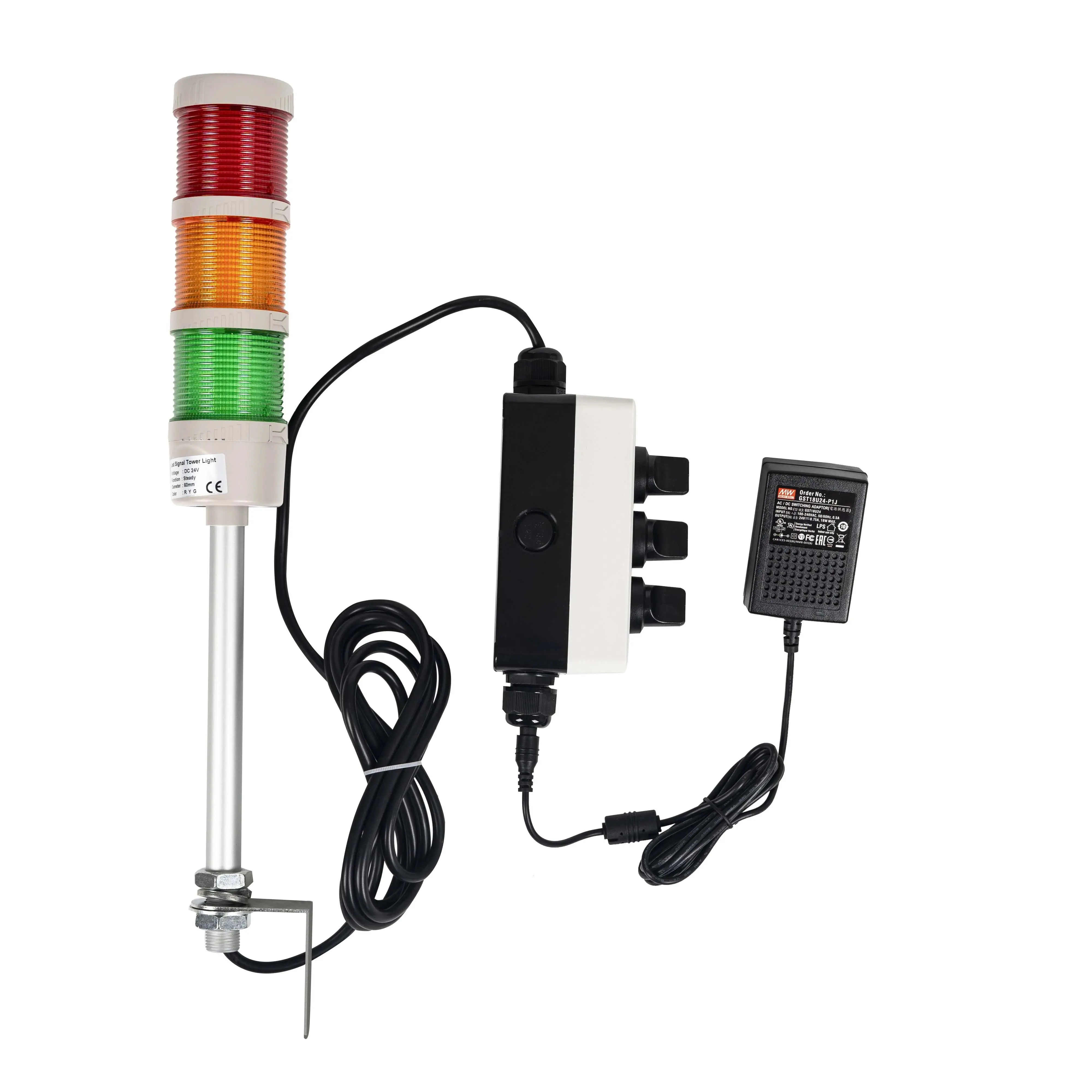 ANDONT 3 Stack مصابيح LED فائقة السطوع لبرج أندون مع طنان، أحمر/أصفر/أخضر، أو تشغيل أو فلاش، توصيل جاهز للتشغيل