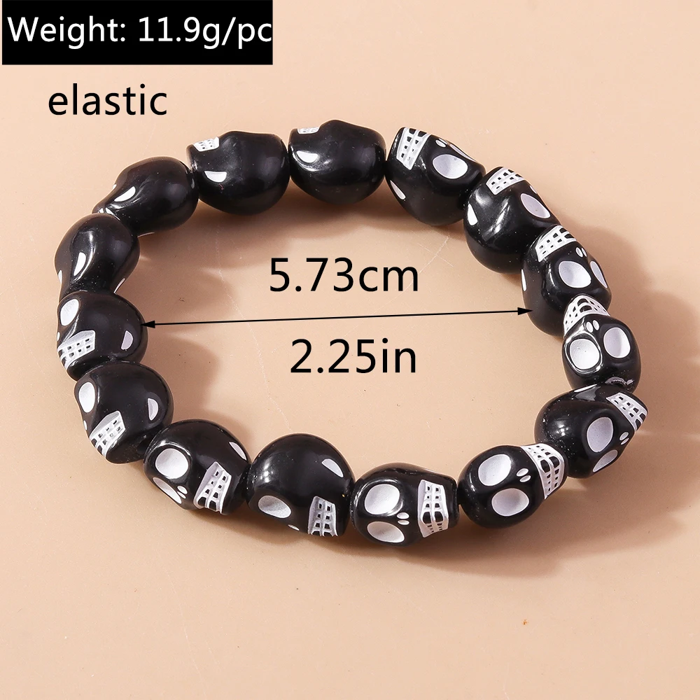 Aihua Punk Halloween Schädel Kürbis Armbänder für Frauen Männer Hip Hop Perlen Armbänder & Armreifen Halloween Schmuck Geschenke – Detail 23