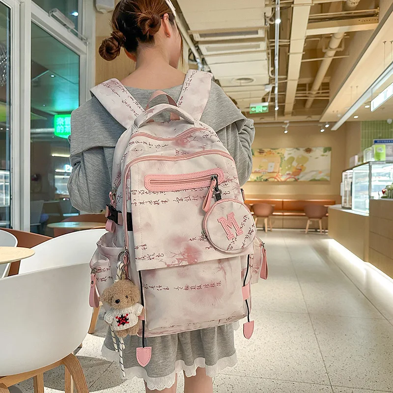 Girl School Bag Backpack Back Pack For Teenager Women Children Female Pink Schoolbag Primary High Bagpack Class Teens Child Kids