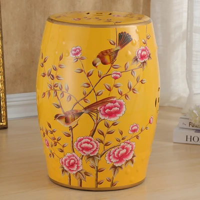 Chaffinch And Peony Antique Useful Decorative Ceramic Garden Stool