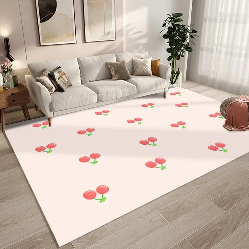 Minimalist Cute Pastel Cartoon Heart Scattered Pattern Easy To Clean Carpet Mat for Living Room Bedroom Home Decoration Rug
