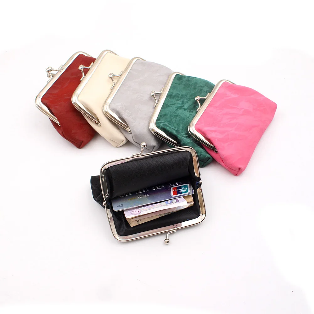 

Trinket Storage Pouch Faux Leather Kiss Lock Clasp Coin Pouch Ladies Wallet Bag Elegant Mini Portable Faux Leather Coin Purse