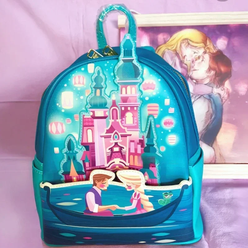 2024 New Hot Disney Tangled Cartoon Backpack Glow-in-the Dark Backpack Student Schoolbag Girls Casual Bag Kids Gifts In Stock